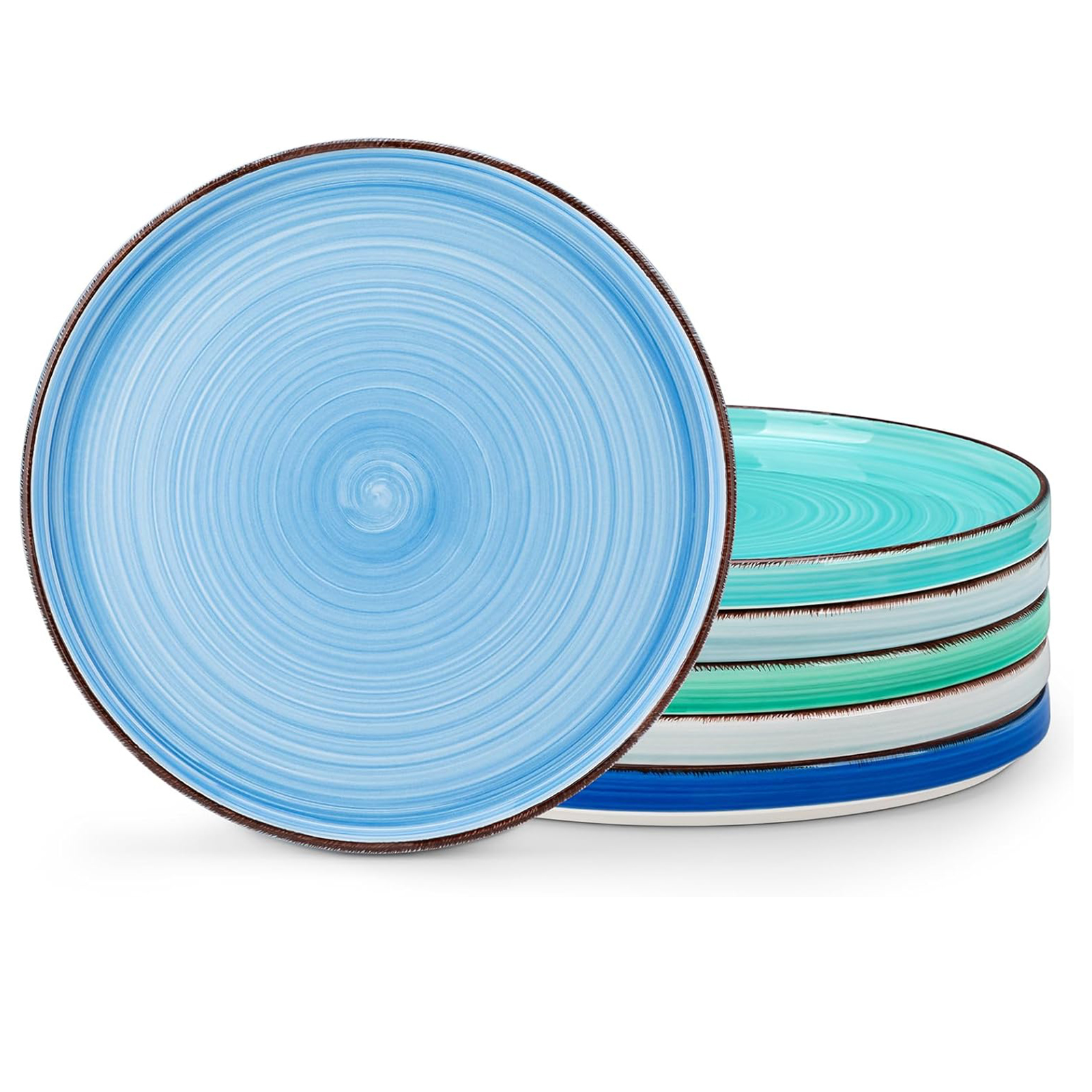 vancasso Bonita 10.5 Inch Dinner Plates, Ceramic Dinner Plate Set, Dinner Plates Set of 6, Large Dinnerware Plates for Kitchen, Microwave, Oven and Dishwasher Safe, Blue