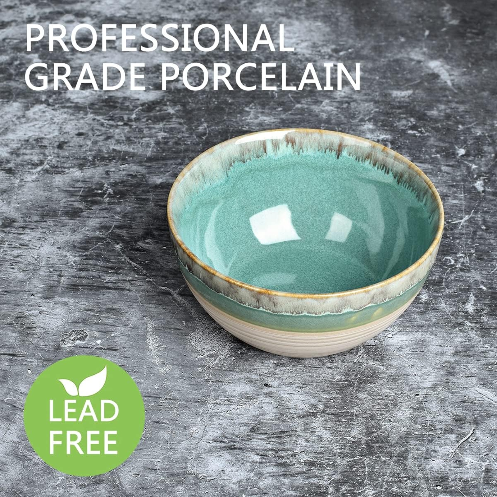Bosmarlin Ceramic Soup Bowl Set of 4, 26 Oz, 6 Inch Stoneware Cereal Bowl for Oatmeal, Salad, Dishwasher and Microwave Safe, Reactive Glaze (Green, 6 in)