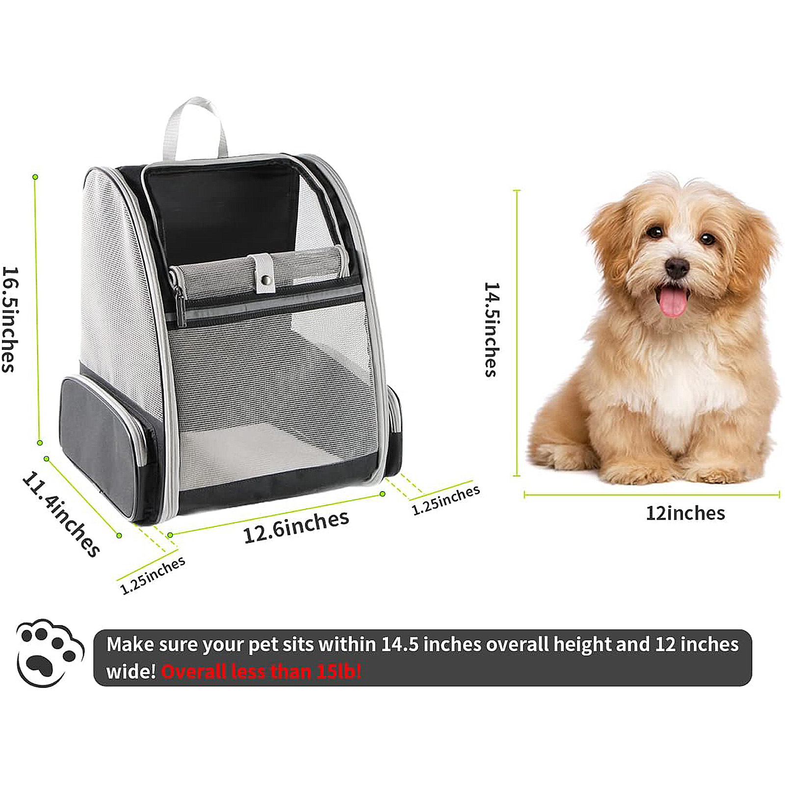 Texsens Innovative Traveler Bubble Backpack Pet Carriers for Cats and Dogs (Black)