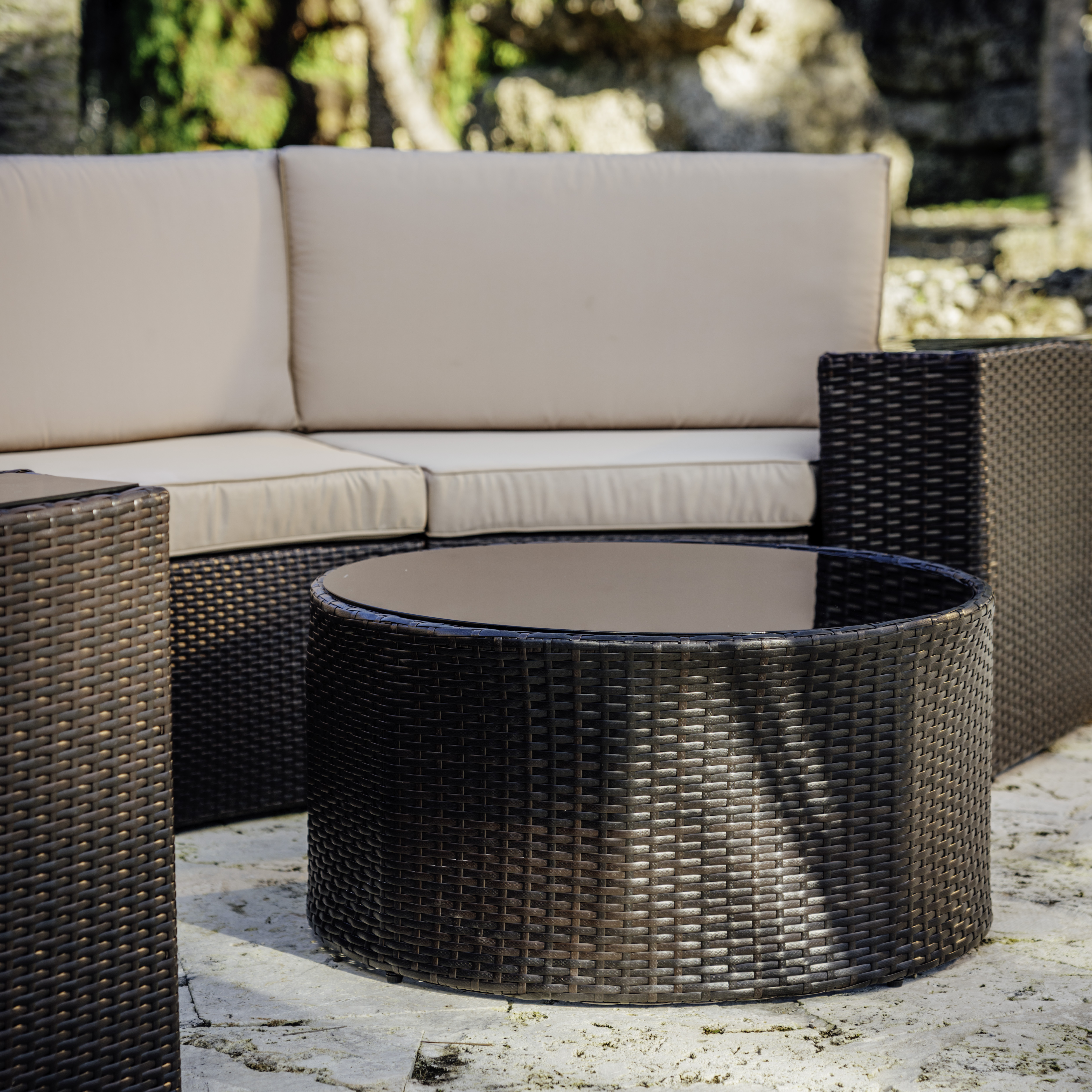 4 Piece Patio Conversation Semi Circle Sofa Set