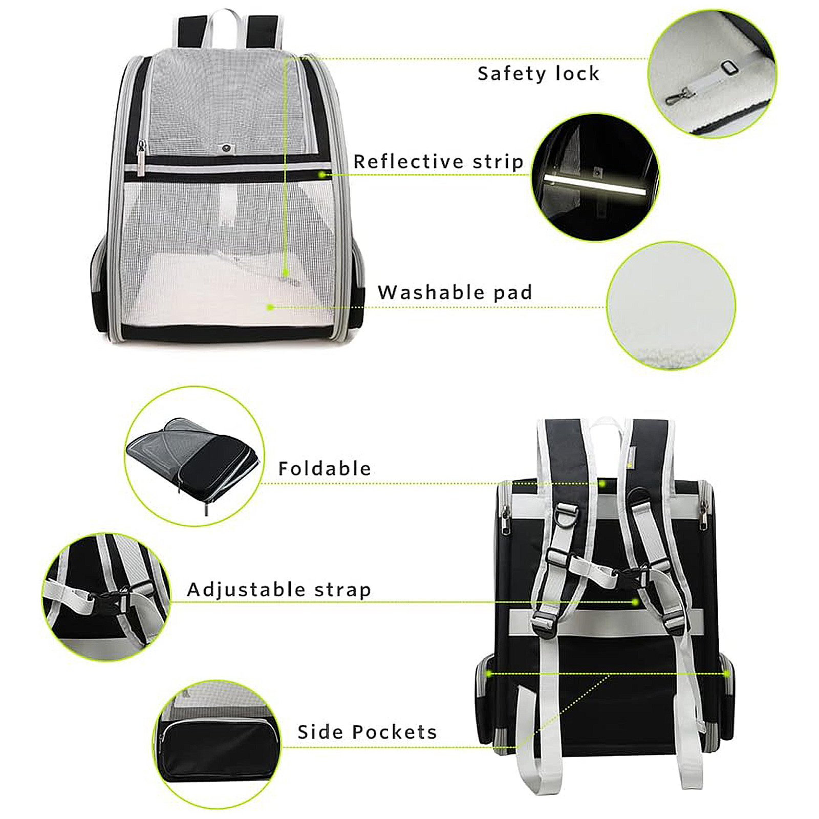 Texsens Innovative Traveler Bubble Backpack Pet Carriers for Cats and Dogs (Black)