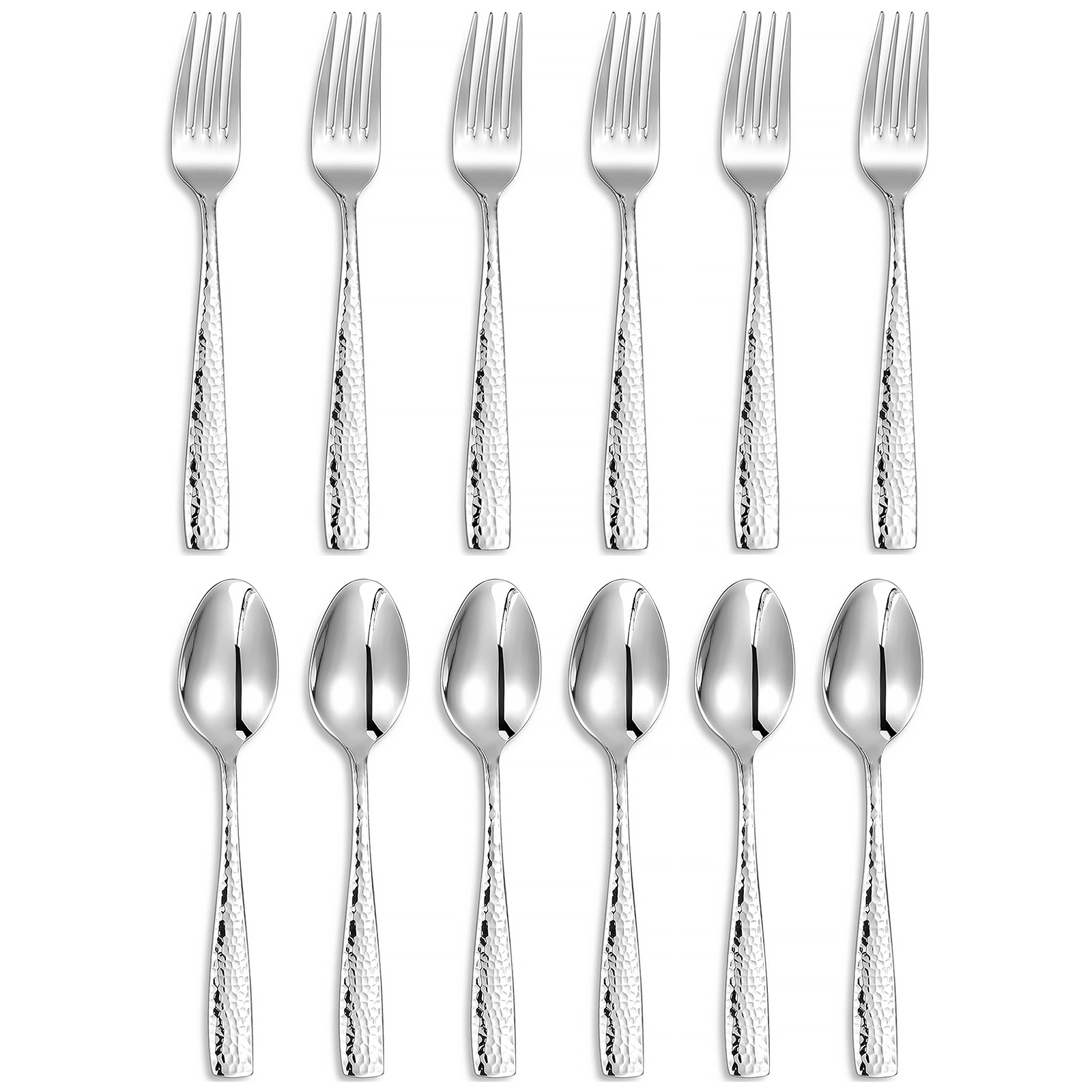 KEAWELL Premium Louis Hammered 8.3" 6 set of Fork & 7.6" 6 set of Spoon (12 set)