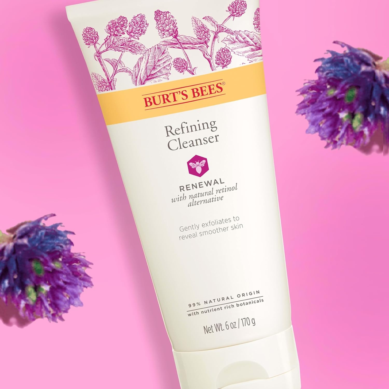 Burt's Bees Renewal Refining Cleanser with Bakuchiol Natural Retinol Alternative, 6 Oz (Package May Vary)
