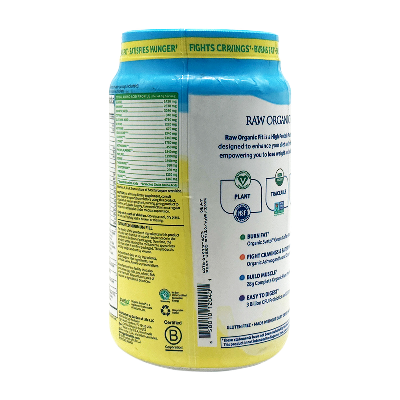 Garden of Life Raw Organic Fit High Protein for Weight Loss 31.39 Oz Powder 
