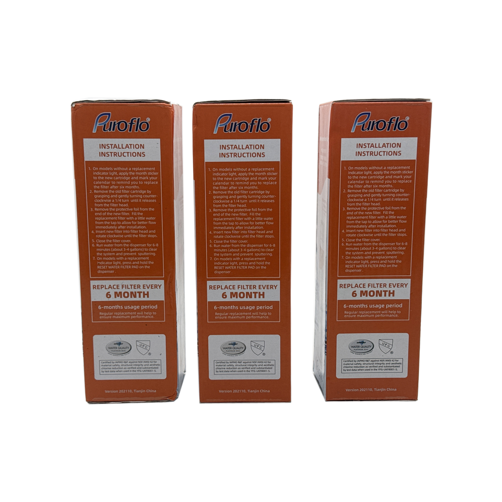 PUROFLO UKF8001 Compatible with Whirlpool EDR4RXD1, 4396395, Maytag UKF8001, UKF8001AXX, EveryDrop Refrigerator Water Filter 4, RFC0900A, UKF8001AXX-200, UKF8001P, 469006, PUR, Puriclean II - 3 Pack