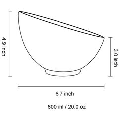 TOSSOW Glass Bowl Set of 2 Clear Glass Fruit Bowl 600ml/20oz Big Mixing Bowl All Purpose Round Serving Bowl Great for Serving Salad Popcorn Dips Condiments Snack Oatmeal and More (Gray)