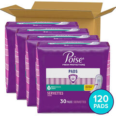 Poise Incontinence Pads & Postpartum Incontinence Pads, 3 Drop Light Absorbency, Regular Length, 120 Count (4 Packs of 30), Packaging May Vary