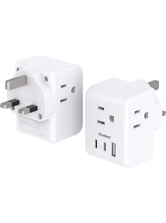 2 Pack US to UK Ireland Travel Plug Adapter, Type G Power Plug Adapter with 3 Outlets 3 USB Ports(2 USB C), European Travel Plug Adapter for USA to England London Scotland British Qatar Irish HongKong