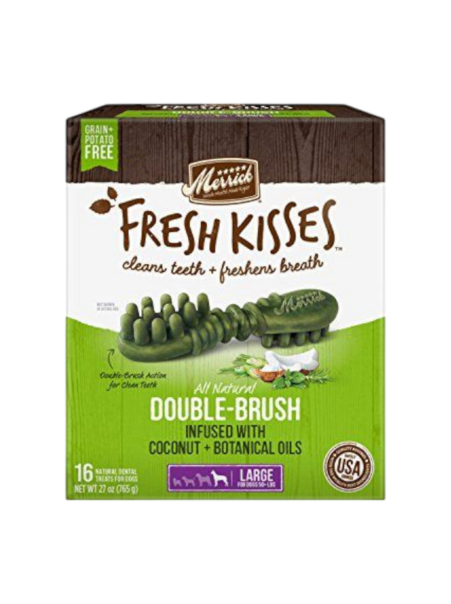 Merrick Fresh Kisses Natural Dental Chews Infused With Coconut And Botanical Oils For Large Dogs Over 50 Lbs - 16 ct. Box