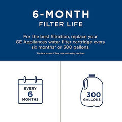 GE MWF Refrigerator Water Filter, Genuine Replacement Filter, Certified to Reduce Lead, Sulfur, and 50+ Other Impurities, Replace Every 6 Months for Best Results, Pack of 1