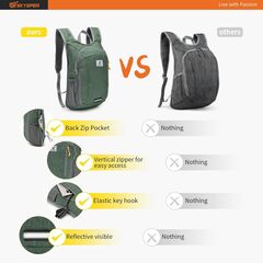 SKYSPER Small Daypack 10L Hiking Backpack Packable Lightweight Travel Day Pack for Women Men ( Green)
