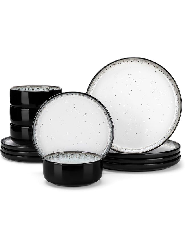 Vancasso PLAYA 12pc Stoneware Dinnerware Set for 4: Modern Design in Milky White