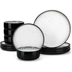 Vancasso PLAYA 12pc Stoneware Dinnerware Set for 4: Modern Design in Milky White