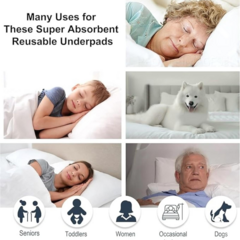 AbsorbEase® Washable Underpads 34"x36" - Waterproof, Ultra-Absorbent Incontinence Bed Pads for Adults, Seniors, Kids, Pets, Reusable Pee Pads, Odor Neutralizing, Latex-Free, USA Made (Pack of 4)