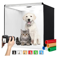 ZKEEZM Photo Studio Light Box Photography 32"x32" with 100 LED and 6 Colors Backdrops Photo Box with Lights, Foldable Picture Box for Product Photography with 6500K Brightness
