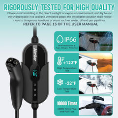 AIMILER Level 1/2 Tesla Charger(WIFI APP/Plug-play), 16A, 25ft Cable ETL Certified, 240V NEMA 6-20P Plug & 120V 5-15P Adapter, NACS Connector, Portable Electric Car EV Charger for Tesla Models Y/X/3/S