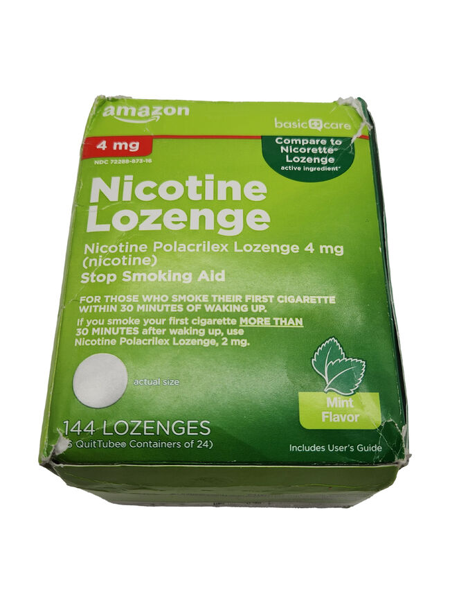 Amazon Basic Care Nicotine Lozenges 4mg Mint Flavor 144 Lozenges **READ**