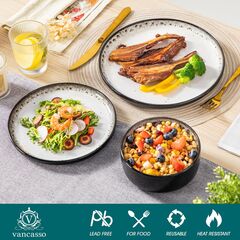 Vancasso PLAYA 12pc Stoneware Dinnerware Set for 4: Modern Design in Milky White
