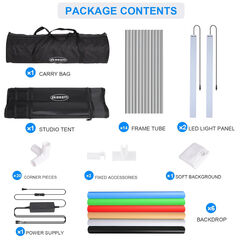 ZKEEZM Photo Studio Light Box Photography 32"x32" with 100 LED and 6 Colors Backdrops Photo Box with Lights, Foldable Picture Box for Product Photography with 6500K Brightness