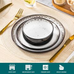 Vancasso PLAYA 12pc Stoneware Dinnerware Set for 4: Modern Design in Milky White