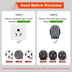 EV Charger Adapter Cord: NEMA TT-30P to 14-50R Charger 3 Prong 30AMP Dryer to 50 AMP EV Conversion Adapter Only Compatible with Tesla Gen 2 Charger ETL & UL Listed