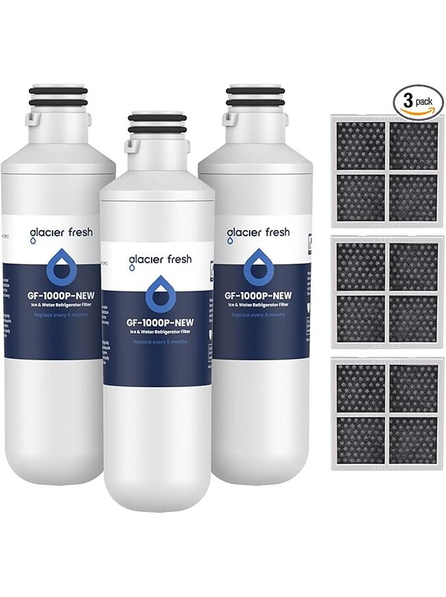 GLACIER FRESH LT1000PC Replacement Water Filter, Compatible with LT1000PC/PCS, LT1000PC, LT-1000PC, MDJ64844601, ADQ747935 ADQ74793504 Filter and LT120F ADQ73334008 Fresh Air (3+3)