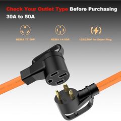 EV Charger Adapter Cord: NEMA TT-30P to 14-50R Charger 3 Prong 30AMP Dryer to 50 AMP EV Conversion Adapter Only Compatible with Tesla Gen 2 Charger ETL & UL Listed