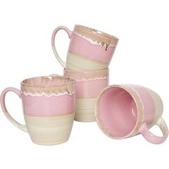 Bosmarlin Ceramic Coffee Mug Set of 4, 17 Oz, 5 Colors to Choose, Tea Cups, Dishwasher and Microwave Safe, Reactive Glaze (Pink)