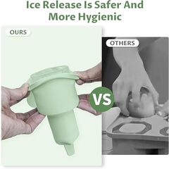 Ice Cube Tray for Tumbler Cup 40 Oz, 3 Separate Silicone Ice Mold for Stanley Cup with Lid & Tray, Easy Fill and 3-5 s Quickly De-molds Ice Maker for Whiskey, Cocktail