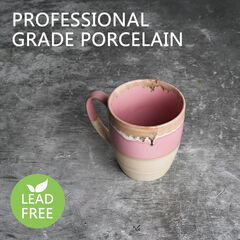 Bosmarlin Ceramic Coffee Mug Set of 4, 17 Oz, Tea Cups, Dishwasher and Microwave Safe, Reactive Glaze (Pink)