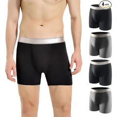Carer Mens Incontinence Underwear Washable 150ml Absorbent Leak Proof Underwear for Men Bladder Leak with Front Fly Reusable Mens Urinary Incontinence Boxer Briefs 4pk 2XL (2 Black/2 Gray)