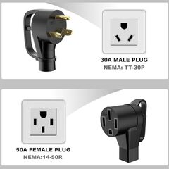 EV Charger Adapter Cord: NEMA TT-30P to 14-50R Charger 3 Prong 30AMP Dryer to 50 AMP EV Conversion Adapter Only Compatible with Tesla Gen 2 Charger ETL & UL Listed