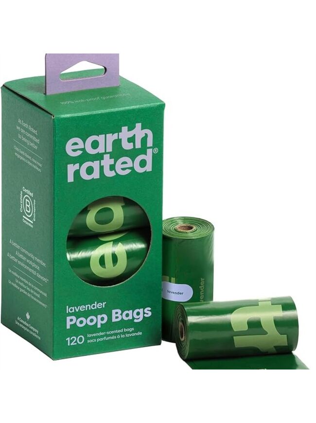 Earth Rated Poop Bags for Dogs Guaranteed Leak Proof and Extra Thick Waste Bag Refill Rolls, Lavender Scented, 120 Count