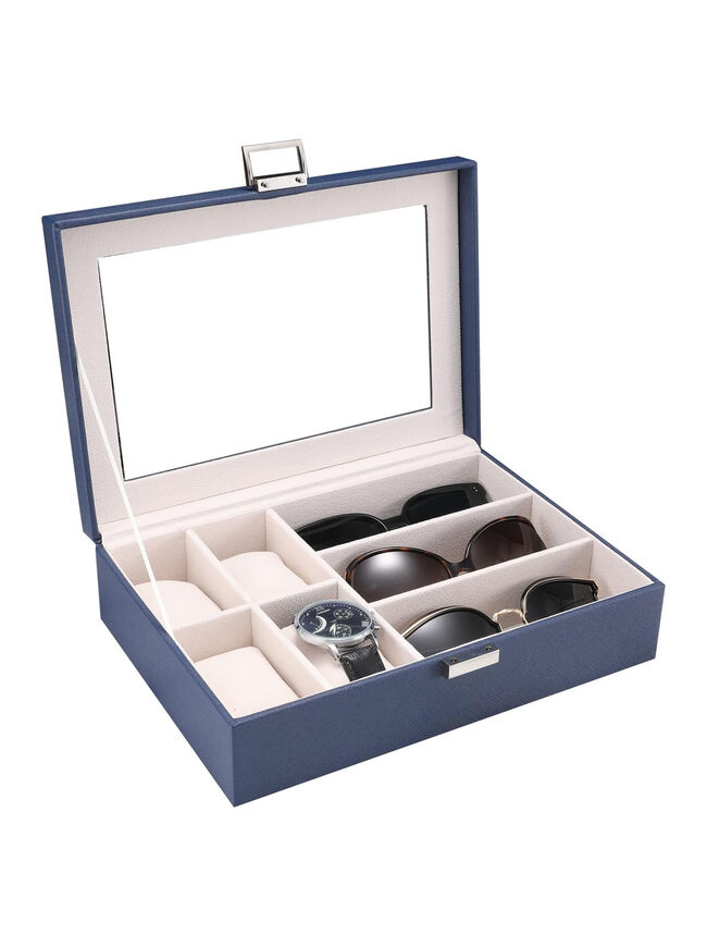 IVZISOWatch Box Display Cabinet Glasses Organizer, Jewelry Organizer (Blue)
