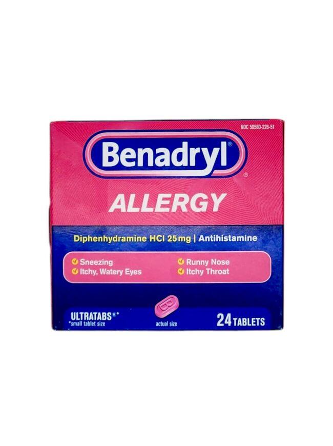 Benadryl Allergy Relief Ultratabs 24 Tablets Exp 08/2026 NEW SEALED