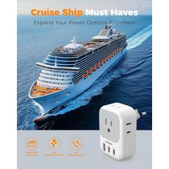European Travel Plug Adapter 3 Pack, TESSAN Type C Charger Plug with 4 Outlets 3 USB (2 USB-C), US to Europe Plug Adapter for Italy, Spain, France, Portugal, Greece, Iceland, Travel Essentials