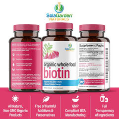 Whole Food Biotin Supplement, May Support Hair, Skin and Nails. 60 Capsules.