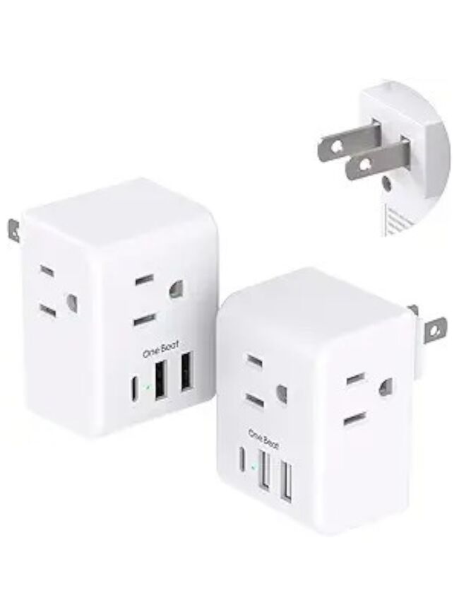 2 Pack US to Japan Plug Adapter, 2 Prong to 3 Prong Outlet Adapter with 3 AC Outlets 3 USB Ports(1 USB C), Type A Travel Power Converter Plug Adaptor for USA to Japanese Canada Mexico Philippines Peru