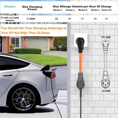 EV Charger Adapter Cord: NEMA TT-30P to 14-50R Charger 3 Prong 30AMP Dryer to 50 AMP EV Conversion Adapter Only Compatible with Tesla Gen 2 Charger ETL & UL Listed