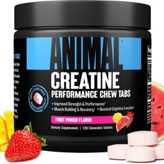 Animal Creatine Chews Tablets - Enhanced Creatine Monohydrate with AstraGin to Improve Absorption, Sea Salt for Added Pumps, Delicious and Convenient Chewable Tablets - Fruit Punch