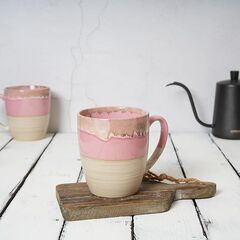 Bosmarlin Ceramic Coffee Mug Set of 4, 17 Oz, 5 Colors to Choose, Tea Cups, Dishwasher and Microwave Safe, Reactive Glaze (Pink)
