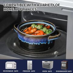 Porcelain Soup Bowls With Handles Microwave Safe, Soup Bowls Large, 24 Ounce for Soup, Cereal, Stew, French Onion Soup Bowl, Reactive Glaze Set of 4 (Nebula Blue)