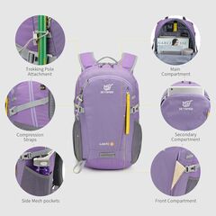 SKYSPER Small Hiking Backpack, 20L Lightweight Travel Backpacks Hiking Daypack for Women Men (Purple)