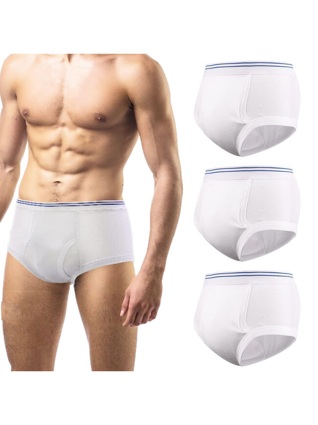 Carer Mens Incontinence Underwear Washable 3 Pack Cotton Reusable Incontinence Boxers Briefs for Men Built in Cotton Pad for Bladder Leakage 150ML, 2X-Large