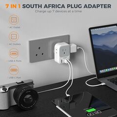 South Africa Plug Adapter 2 Pack, TESSAN Type M Power Adapter with 4 AC Outlets 3 USB Ports(1 USB C), Adaptor US to Botswana Namibia Nepal Bhutan