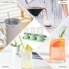 Ice Cube Tray for Tumbler Cup 40 Oz, 3 Separate Silicone Ice Mold for Stanley Cup with Lid & Tray, Easy Fill and 3-5 s Quickly De-molds Ice Maker for Whiskey, Cocktail