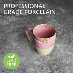 Bosmarlin Ceramic Coffee Mug Set of 4, 17 Oz, 5 Colors to Choose, Tea Cups, Dishwasher and Microwave Safe, Reactive Glaze (Pink)