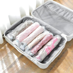 Small Compression Bags for Travel - 12 Pack Roll-Up Space Saver Bags | No Pump Needed, Hand Roll Design for Clothes, Travel Essentials & Home Storage Organizers