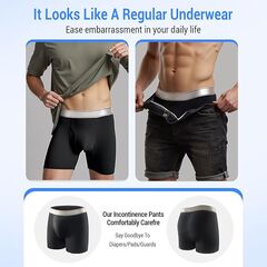 Carer Mens Incontinence Underwear Washable 150ml Absorbent Leak Proof Underwear for Men Bladder Leak with Front Fly Reusable Mens Urinary Incontinence Boxer Briefs 4pk 2XL (2 Black/2 Gray)