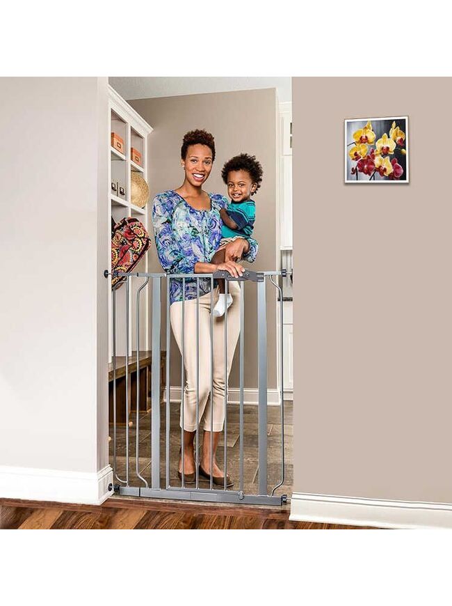 Regalo Easy Step 36" Extra Tall Walk Thru Baby Gate - Includes 4-Inch Extension Kit, 4 Pack Pressure Mount Kit, and 4 Pack Wall Cups and Mounting Kit